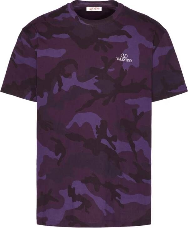 Valentino Katoen t -shirt met camouflage print Paars Heren