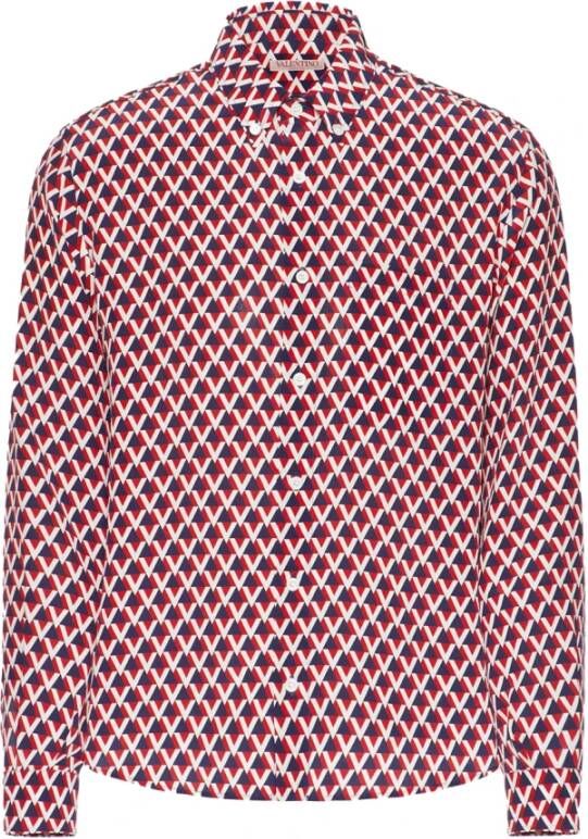 Valentino Zijden overhemd met Veehive-print Red Heren