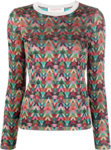 Valentino Long sleeve top with V-logo Roze Dames
