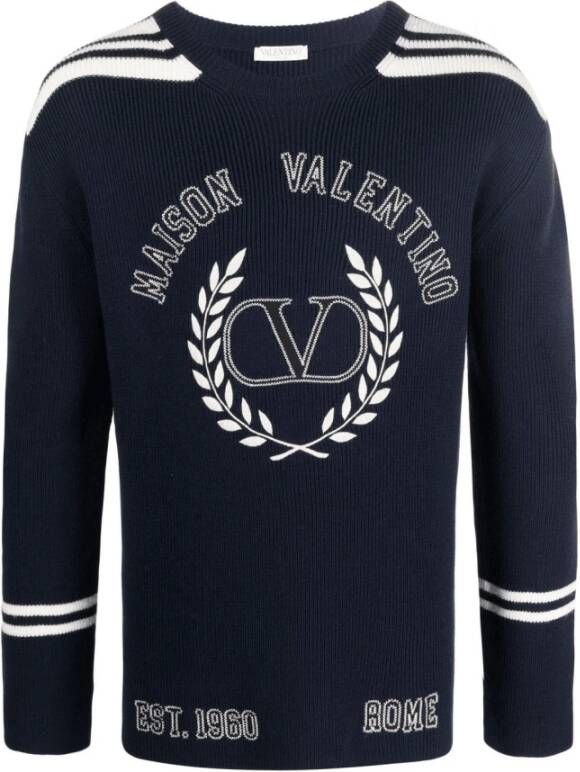 Valentino Logo-geborduurde trui met VLogo motief Blauw Heren