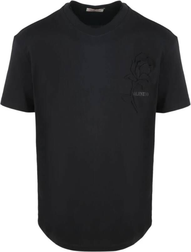Valentino Rose Patch Logo T-Shirt Zwart Heren