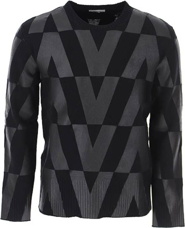 Valentino Comfortabele Zwarte Wollen Sweatshirt Black Heren