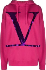 Valentino V Logo Print Hoodie Roze Dames