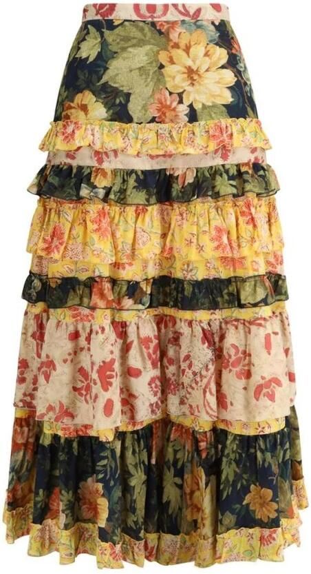 Valentino Bloemen Ruche Rok Multicolor Dames