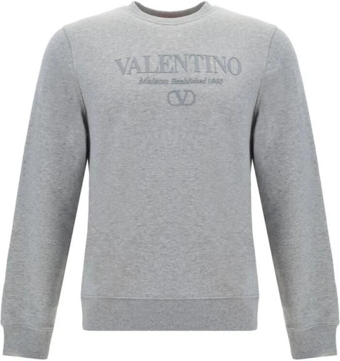 Valentino Monogram Katoenen Sweatshirt met Geribbelde Details Gray Heren
