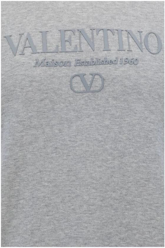 Valentino Monogram Katoenen Sweatshirt met Geribbelde Details Gray Heren - Foto 2