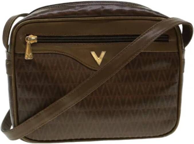Valentino Vintage Pre-owned Canvas shoulder-bags Bruin Dames