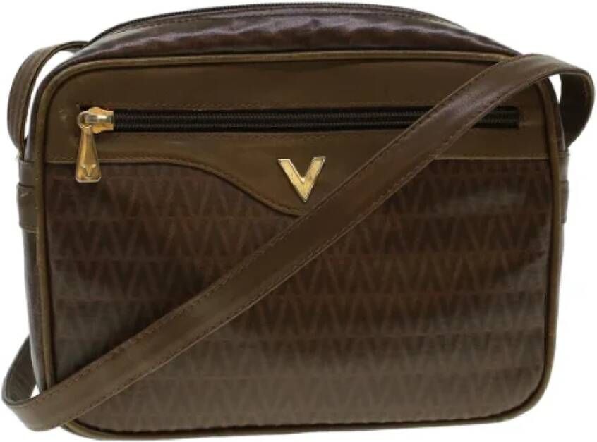 Valentino Vintage Pre-owned Canvas shoulder-bags Bruin Heren