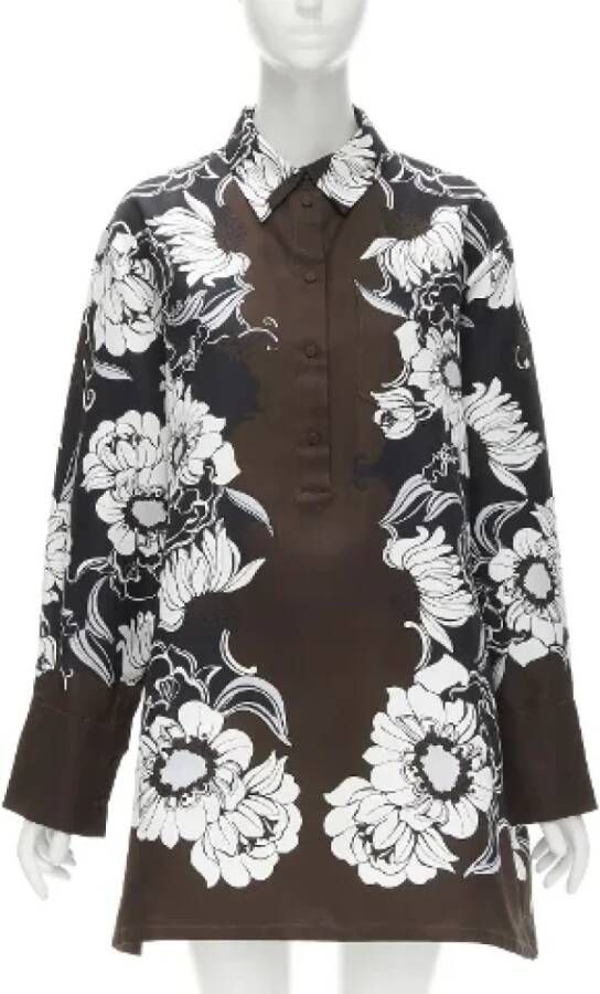 Valentino Vintage Pre-owned Cotton dresses Bruin Dames