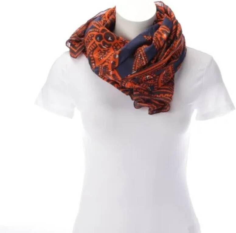Valentino Vintage Pre-owned Cotton scarves Oranje Dames