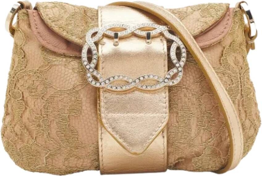 Valentino Vintage Pre-owned Fabric shoulder-bags Beige Dames