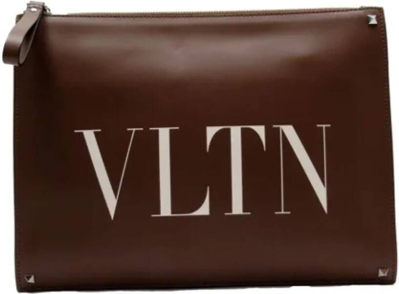 Valentino Vintage Pre-owned Leather clutches Bruin Dames