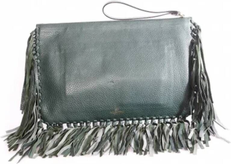 Valentino Vintage Pre-owned Leather clutches Groen Dames