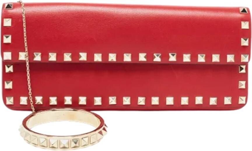 Valentino Vintage Pre-owned Leather clutches Rood Dames