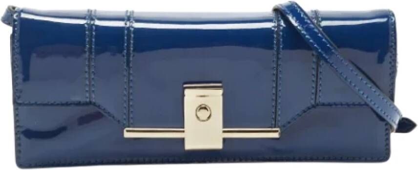 Valentino Vintage Pre-owned Leather crossbody-bags Blauw Dames