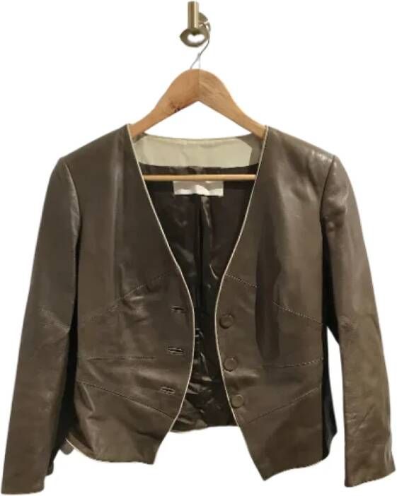 Valentino Vintage Pre-owned Leather outerwear Bruin Dames