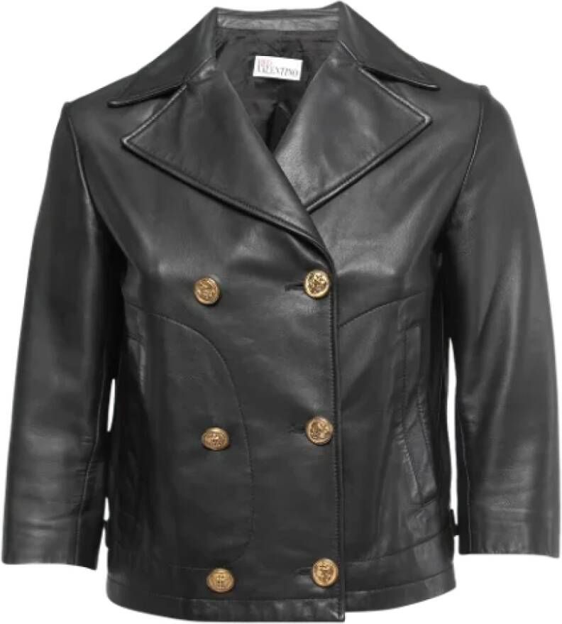 Valentino Vintage Pre-owned Leather outerwear Zwart Dames
