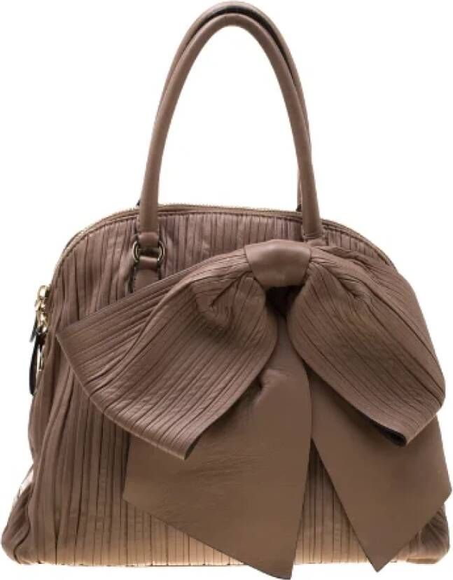 Valentino Vintage Pre-owned Leather pouches Beige Dames