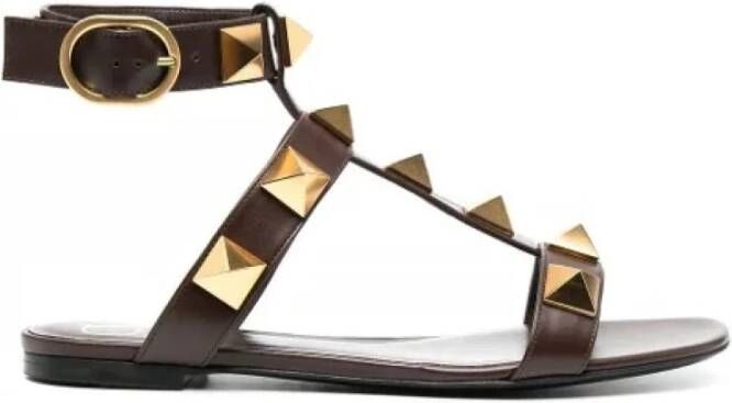 Valentino Vintage Pre-owned Leather sandals Bruin Dames