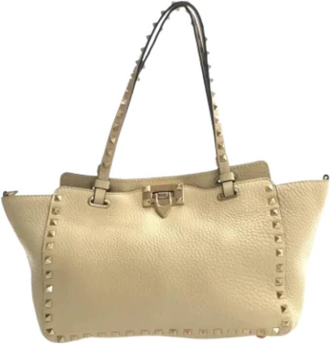 Valentino Vintage Pre-owned Leather shoulder-bags Beige Dames
