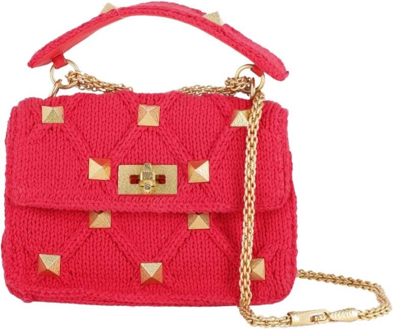Valentino Vintage Pre-owned Roman Stud Small Knit Shoulder Bag Rood Dames