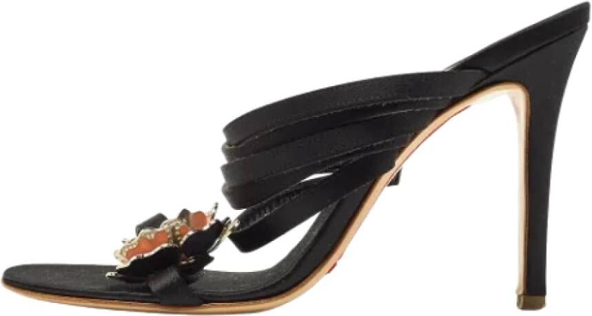 Valentino Vintage Pre-owned Satin sandals Zwart Dames