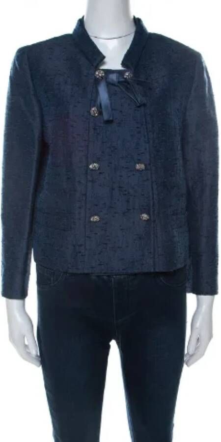 Valentino Vintage Pre-owned Silk outerwear Blauw Dames