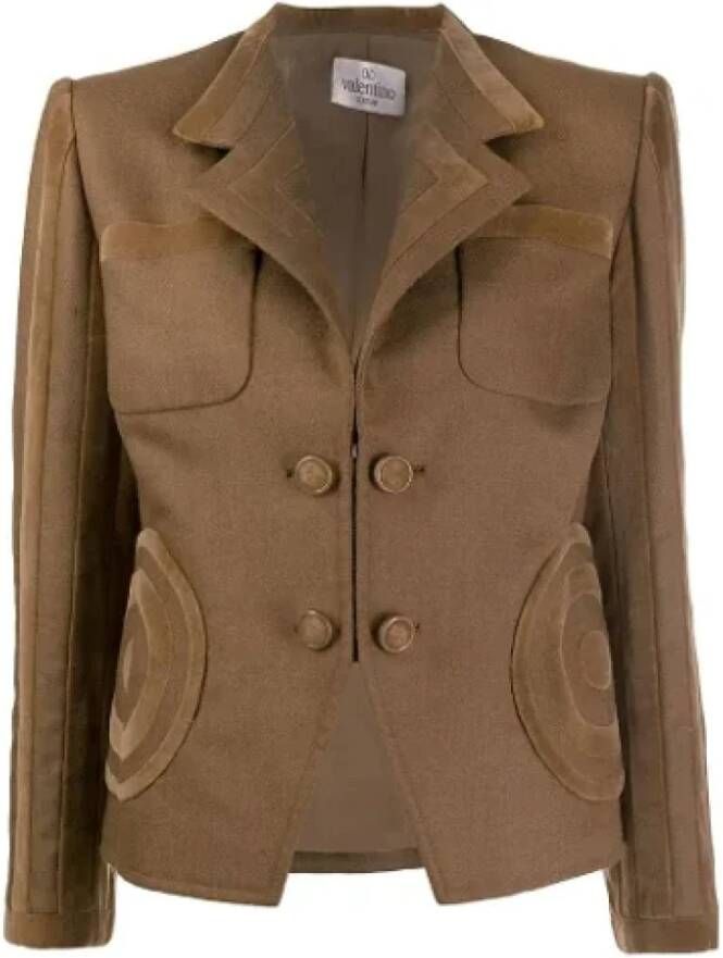Valentino Vintage Pre-owned Wool outerwear Bruin Dames