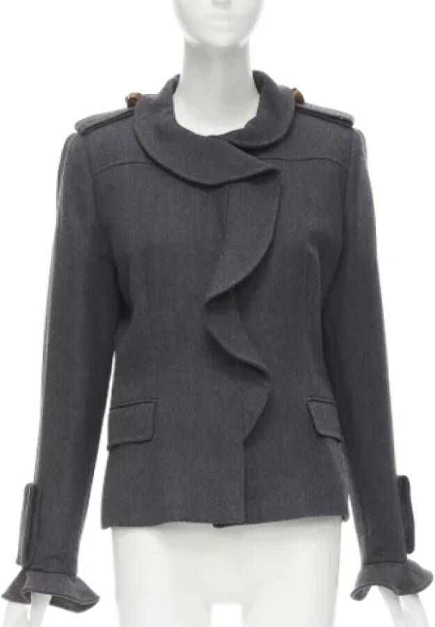 Valentino Vintage Pre-owned Wool outerwear Grijs Dames
