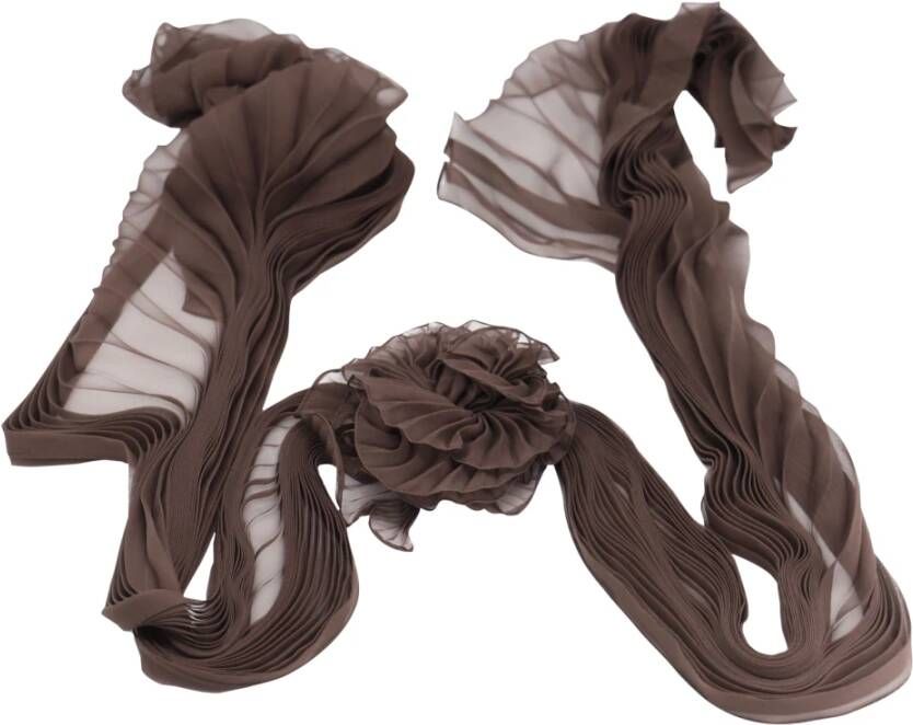 Valentino Vintage Voldoende geplooide sjaal met rosette in zijde Bruin Dames