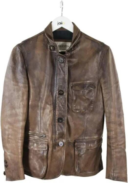 Valentino Vintage Voldoende lederen bovenkleding Bruin Dames