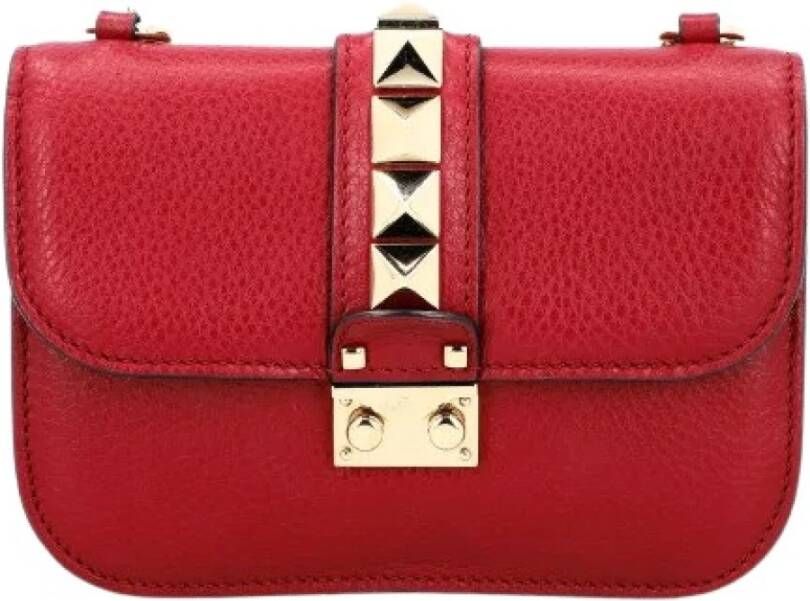 Valentino Vintage Voldoende lederen schouderzakken Rood Dames