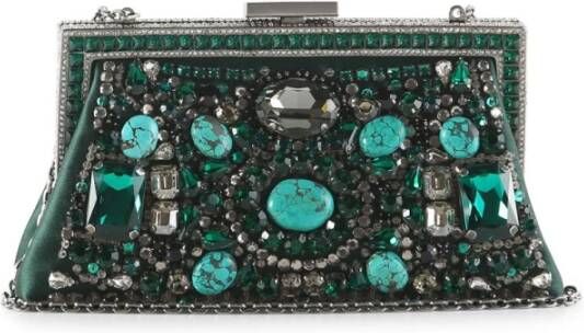 Valentino Vintage Voldoende satijnen avondkoppeling met grote stenen en kristallen Groen Dames