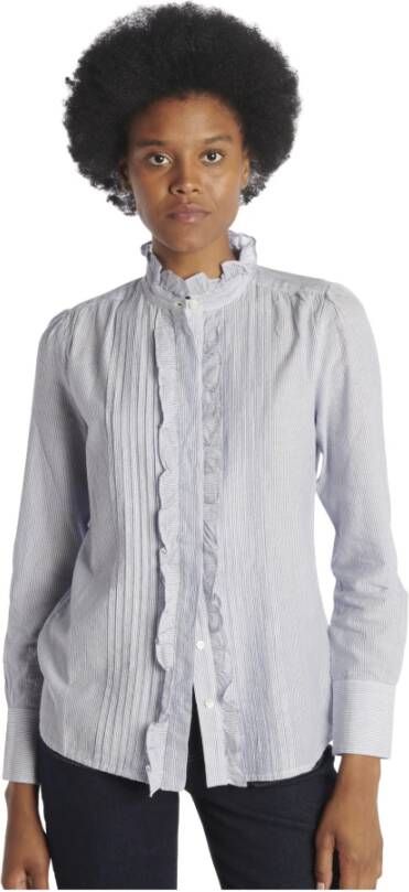 Vanessa Bruno Gestreepte blouse met ruches in het wit White Dames