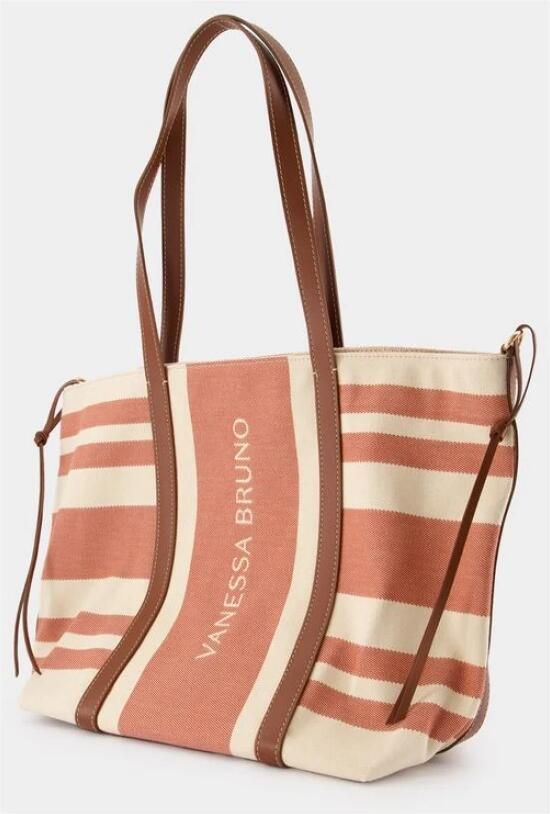 Vanessa Bruno Bruine Katoenen Shopper Tas Bordeaux Cognac Brown Dames - Foto 4