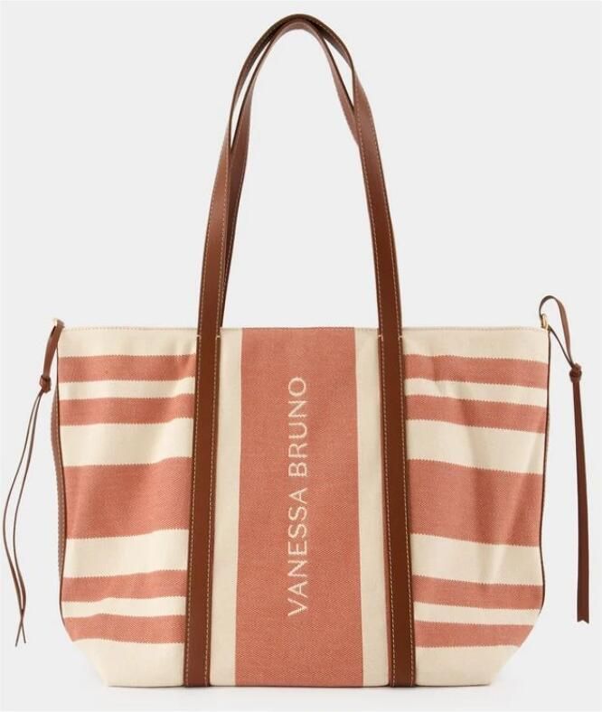 Vanessa Bruno Bruine Katoenen Shopper Tas Bordeaux Cognac Brown Dames - Foto 3