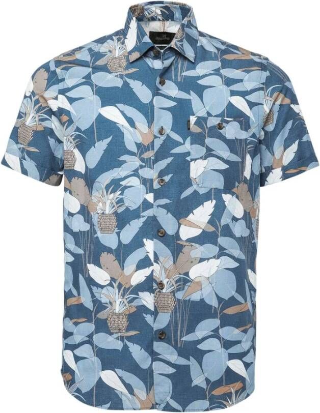 Vanguard Shirt met korte mouwen lyocell katoensign Blauw Heren