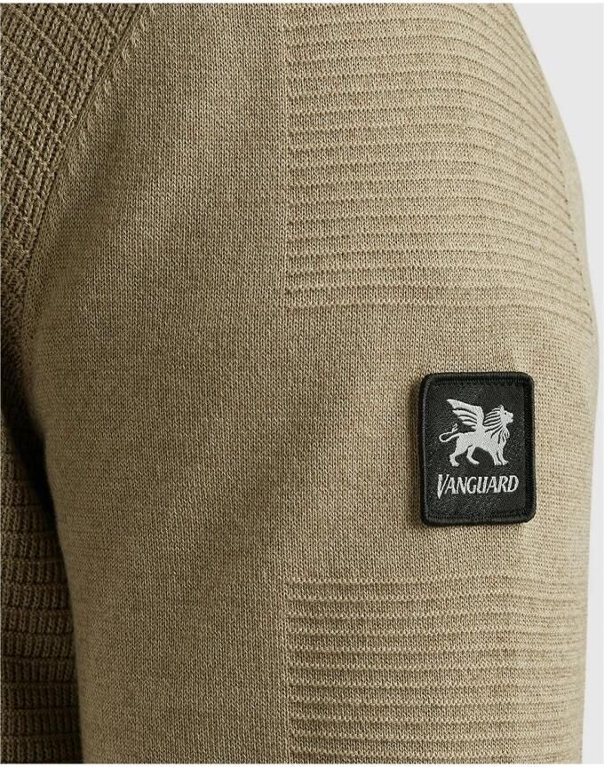 Vanguard Half Zip Katoen Modal Mouli Pullover Beige Heren