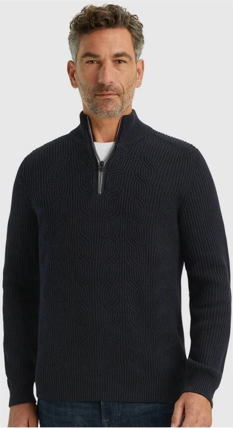 Vanguard Halve Rits Katoenmix Wol Pullover Blue Heren - Foto 6