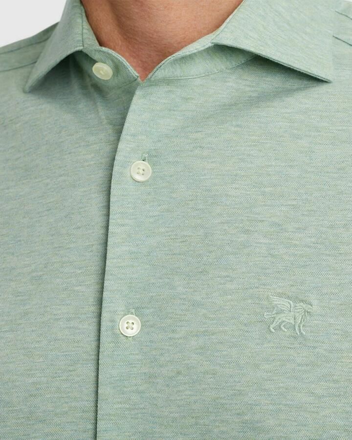 Vanguard Lange Mouw Pique Jersey Shirt Green Heren