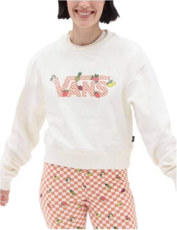 Vans Comfortabele Crop Fruit Checkerboard Sweater Beige Dames
