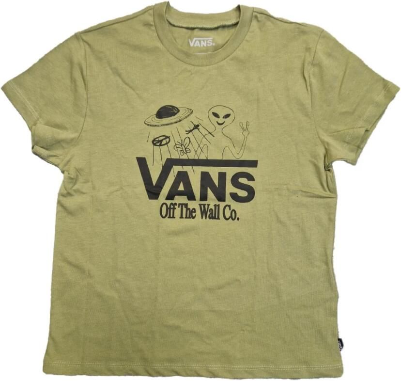 Vans Groen Logo Katoenen T-shirt Green Dames