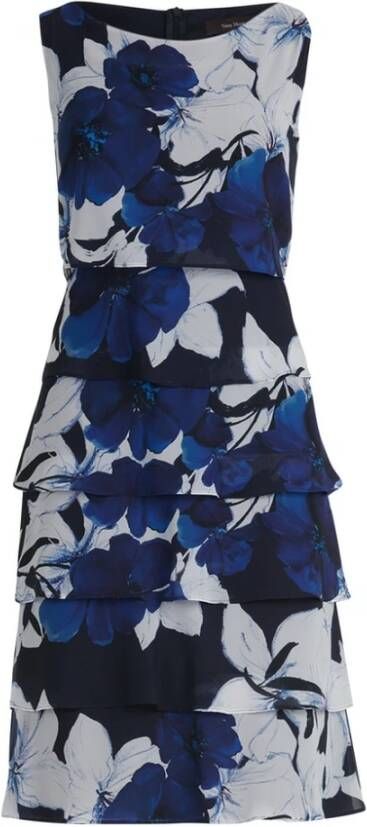 Vera Mont Dress with Flower-Print Blauw Dames