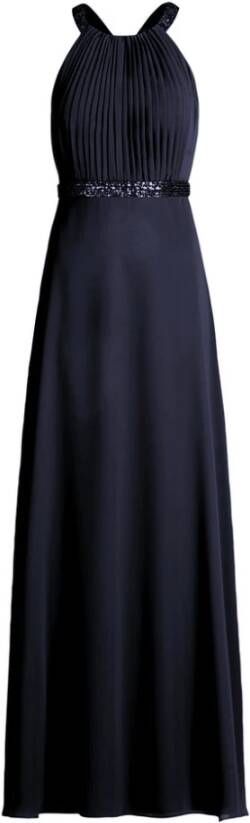 Vera Mont satijnen halter maxi jurk met open rug donkerblauw