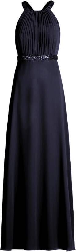 Vera Mont satijnen halter maxi jurk met open rug donkerblauw