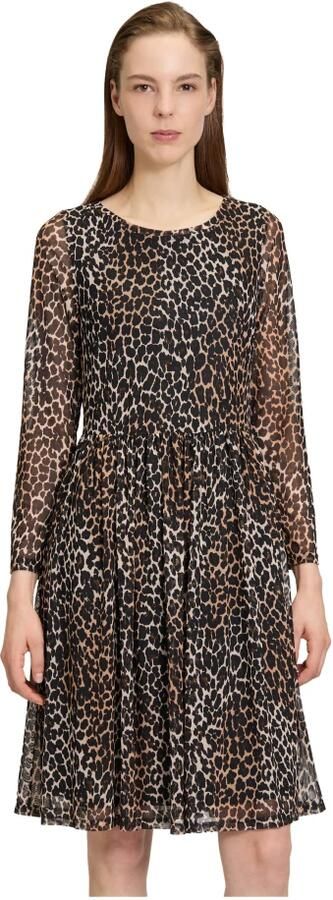 Vera Mont Bloemen Maxi Jurk met Gerimpeld Detail Brown Dames