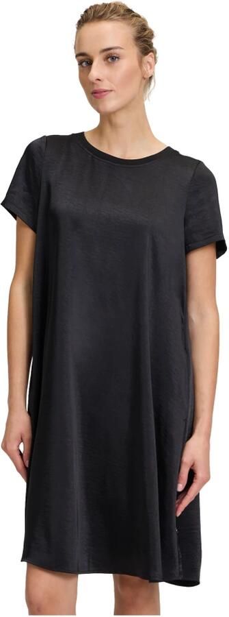 Vera Mont Casual Satin Dress with Ribbed Cuffs Black Dames