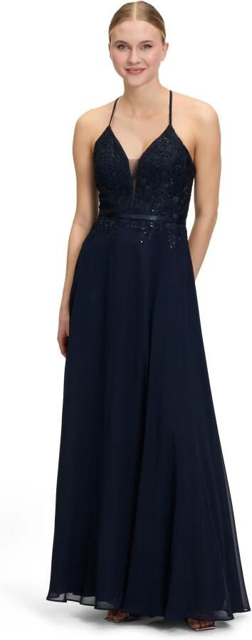 Vera Mont Elegante Geborduurde Avondjurk Blue Dames