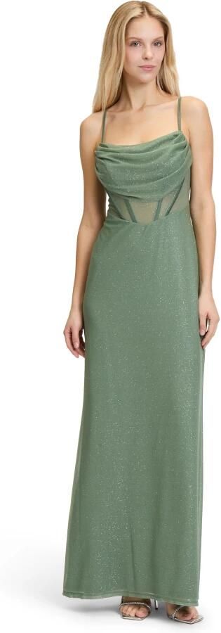 Vera Mont Glitter Mesh Avondjurk Green Dames