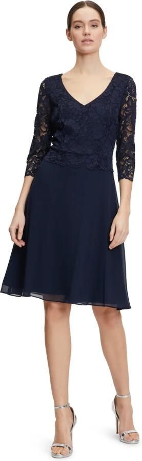 Vera Mont Kanten Cocktailjurk Elegant V-hals Blue Dames - Foto 3